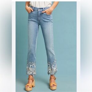 Anthropologie Wide Leg High Rise Boot Cropped Jeans Size 25